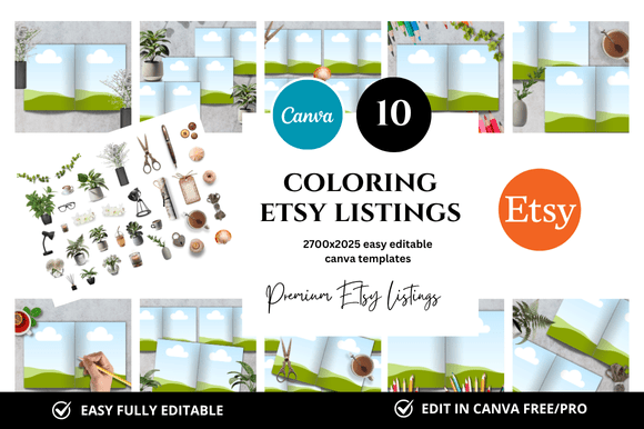10 Coloring Premium Etsy Listings Mockup