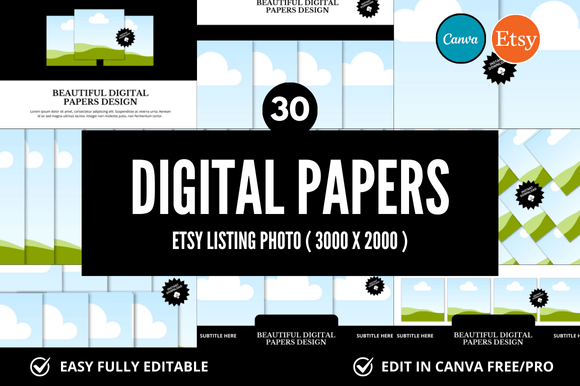 30 Digital Paper Etsy Listings Mockup for Your Shop
