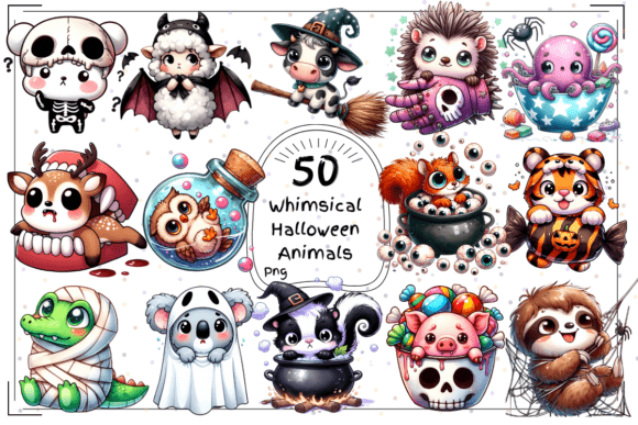 50Watercolor Whimsical Halloween Animals: A Designer's Guide to Spooky-Sweet Charm