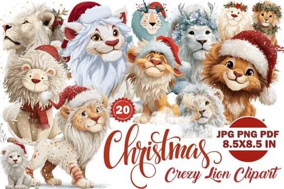 Christmas Crazy Lion Clipart: Unleashing Festive Character