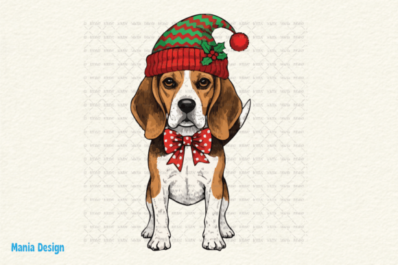 Retro Christmas Beagle Elf Dog PNG: Festive Design Charm