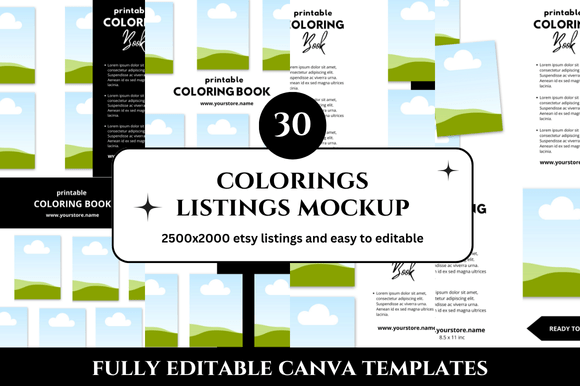 Streamline Your Etsy Shop with 30 Colorings Listings Mockup